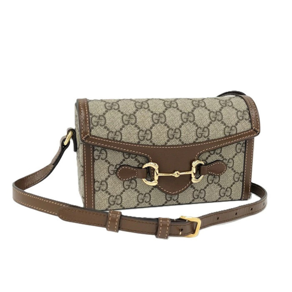 Gucci Shoulder Bag Horsebit GG Supreme Brown